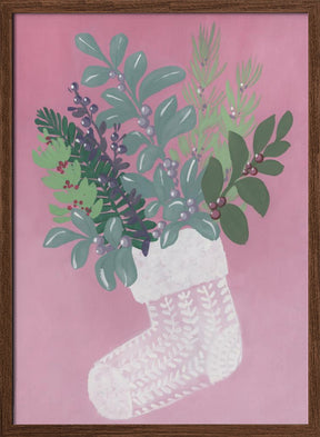 Pink floral stocking Poster