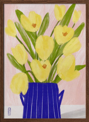 Yellow Tulips In a Vase Poster