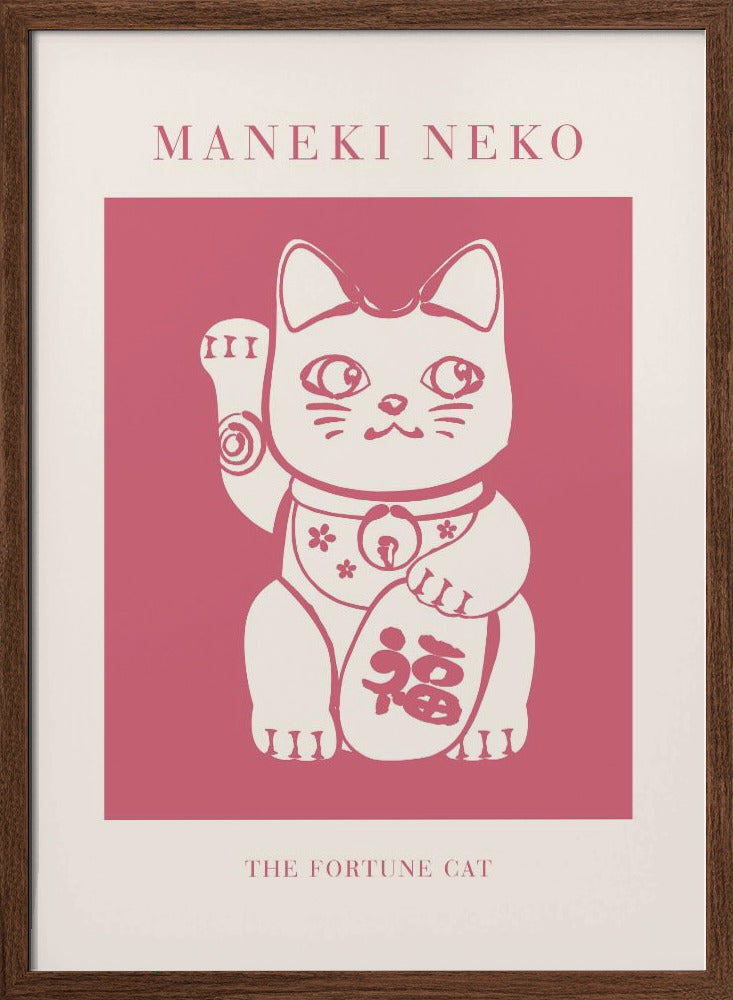 Maneki-neko Cat Pink Poster