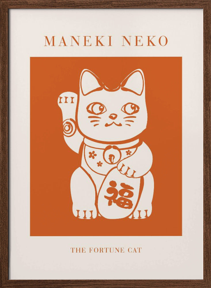 Maneki-neko Cat Orange Poster