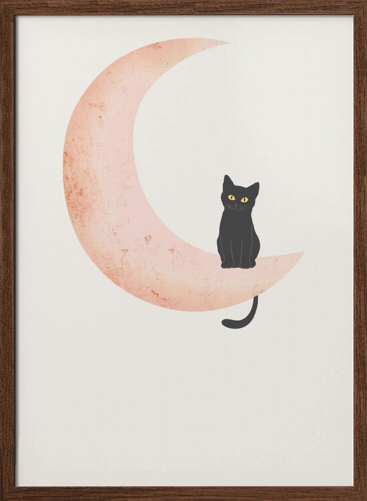 Cat Crescent Moon Poster