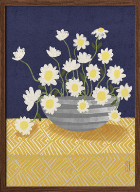 Daisy Bowl In Bloom Illustration Art Poster