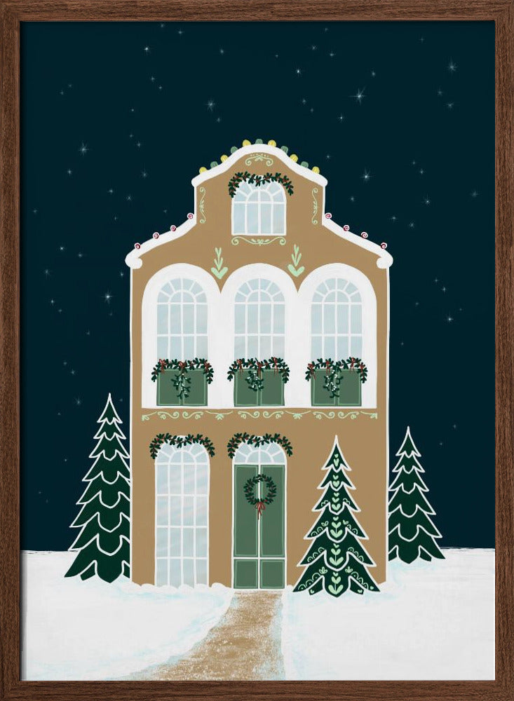 Starry gingerbread home Poster