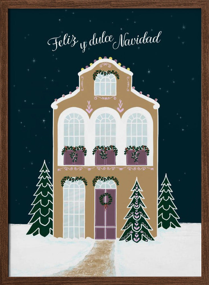 Starry gingerbread home - Feliz y dulce Navidad - Mauve Poster