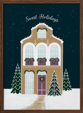 Starry gingerbread home - sweet holidays - mauve Poster