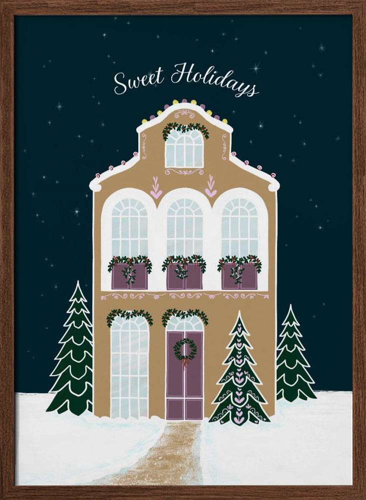 Starry gingerbread home - sweet holidays - mauve Poster