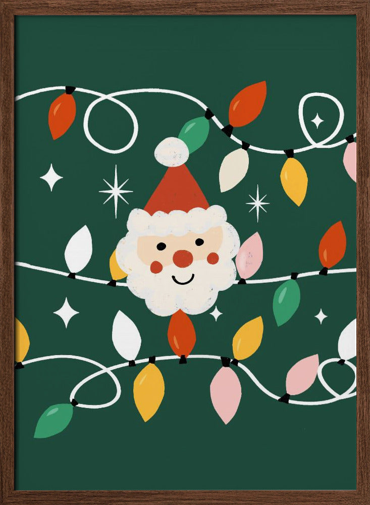 Holiday Christmas Santa Workshop Minimal Retro Green Poster