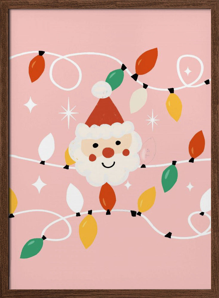 Holiday Christmas Santa Workshop Minimal Retro Pink Poster