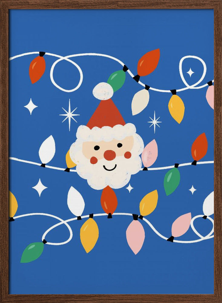 Holiday Christmas Santa Workshop Minimal Retro Blue Poster