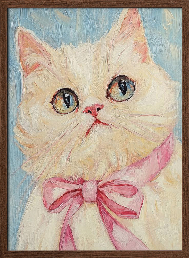 Pink Bow White Cat Poster