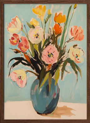 Colorful Flowers in Vase Poster