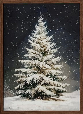 Snowfall Christmas Tree Poster