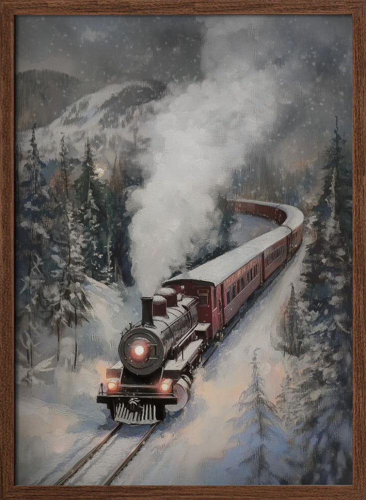 Snowfall Steam Train Poster