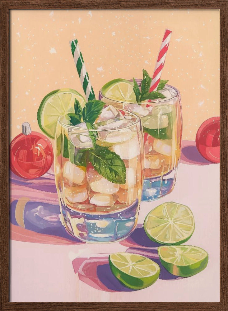 Mojito Summer Cocktails with Lime and Mint Poster