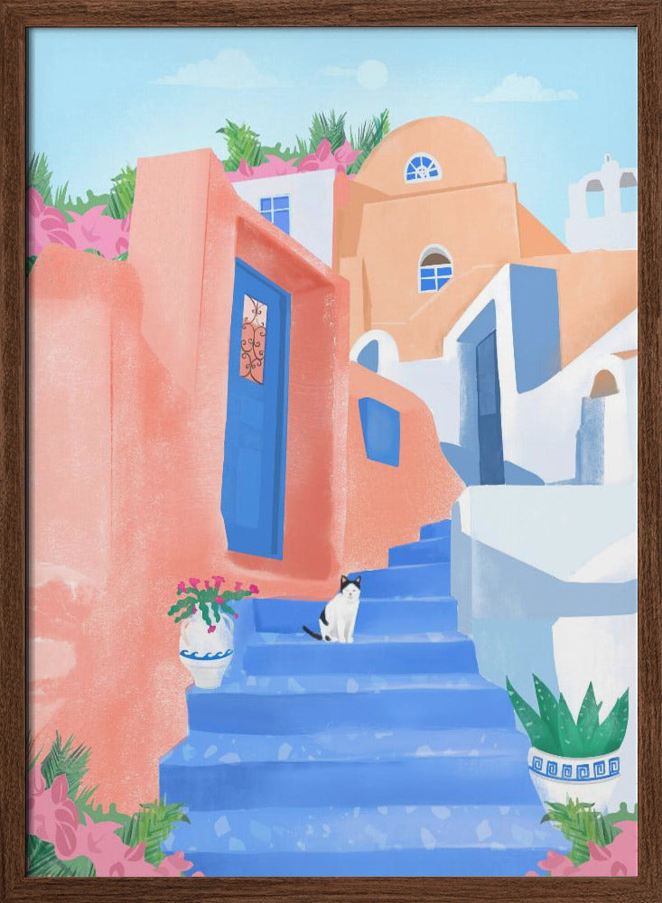 Santorini Street Poster