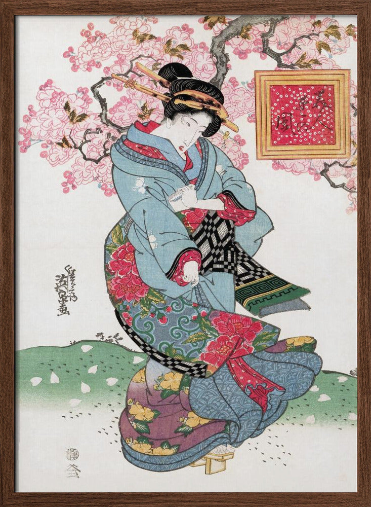 Japanese Woman (1828) Vintage Woodblock Print Poster