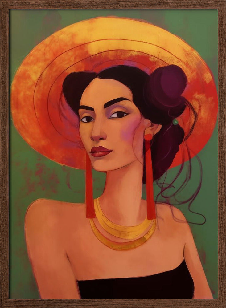 Mexican lady in sombrero Poster