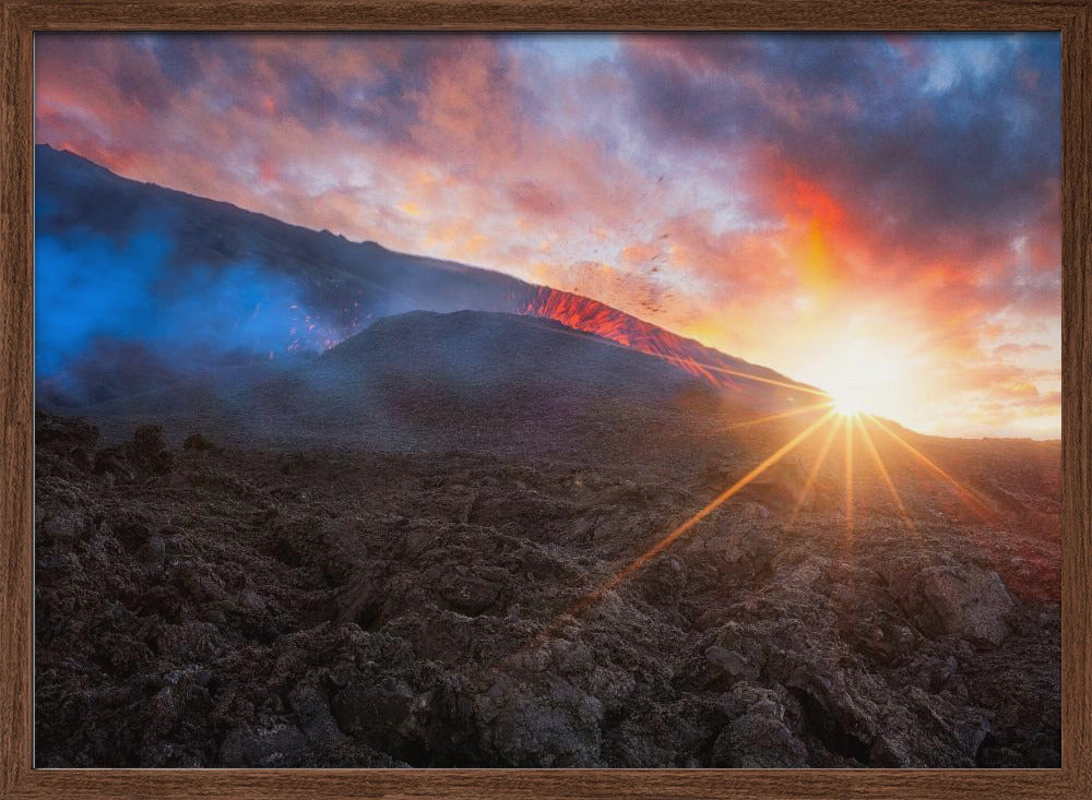 Volcano Sunrise Poster