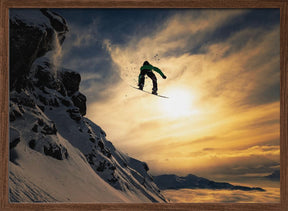 Sunset Snowboarding Poster