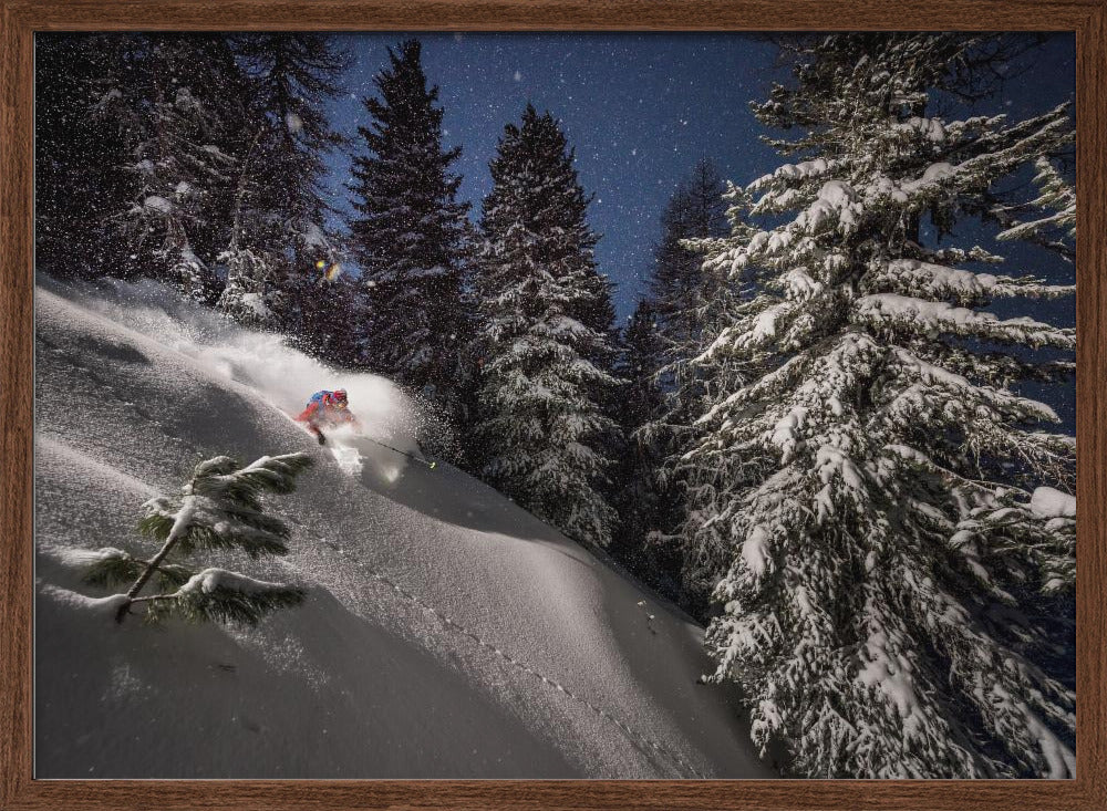 Night Powder turns with Adrien Coirier Poster