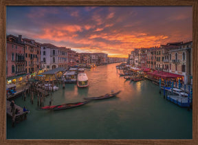 Grand Canal at sunset , view from the Rialto bridge , Venice . Poster