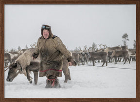 Jigorij leads the captured reindeer Poster