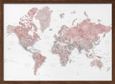 Detailed world map with cities, Piper Poster