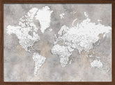 Detailed world map with cities Vali Poster