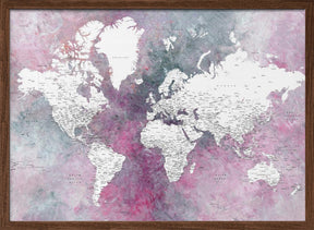 Detailed world map with cities Taliessa Poster