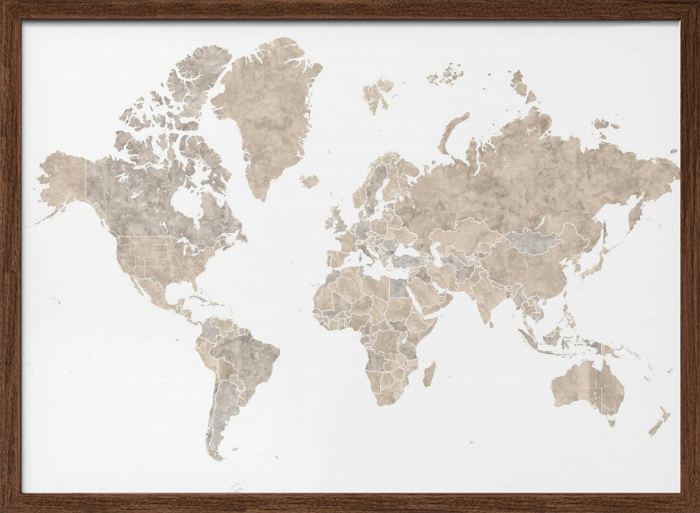 Abey world map no labels Poster