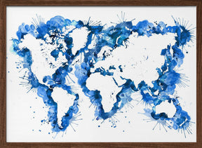 Blue strokes world map Poster