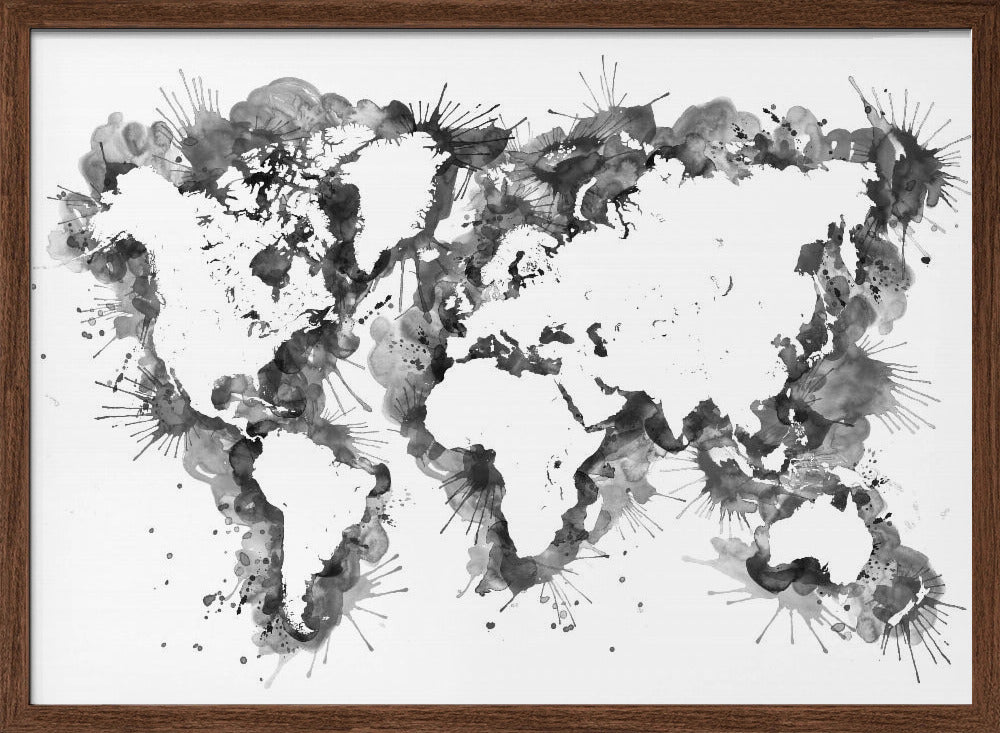 Gray strokes world map Poster