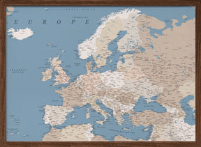 Amias detailed map of Europe Poster