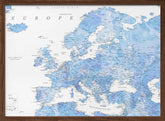 Light blue watercolor detailed map of Europe Poster