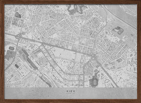 Gray map of Kiev downtown (pre-war) Poster