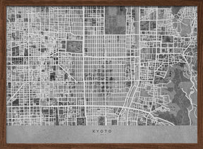 Gray map of Kyoto Poster