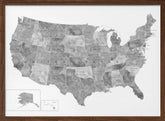 Gray watercolor map of the US Poster