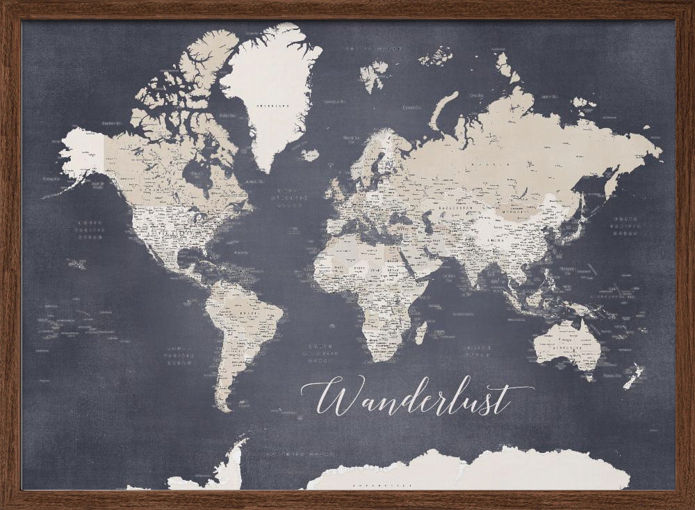 Wanderlust world map Glyn Poster