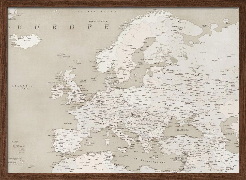 Vintage looking detailed map of Europe Poster