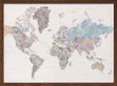 Mahler highly detailed world map with cities Poster