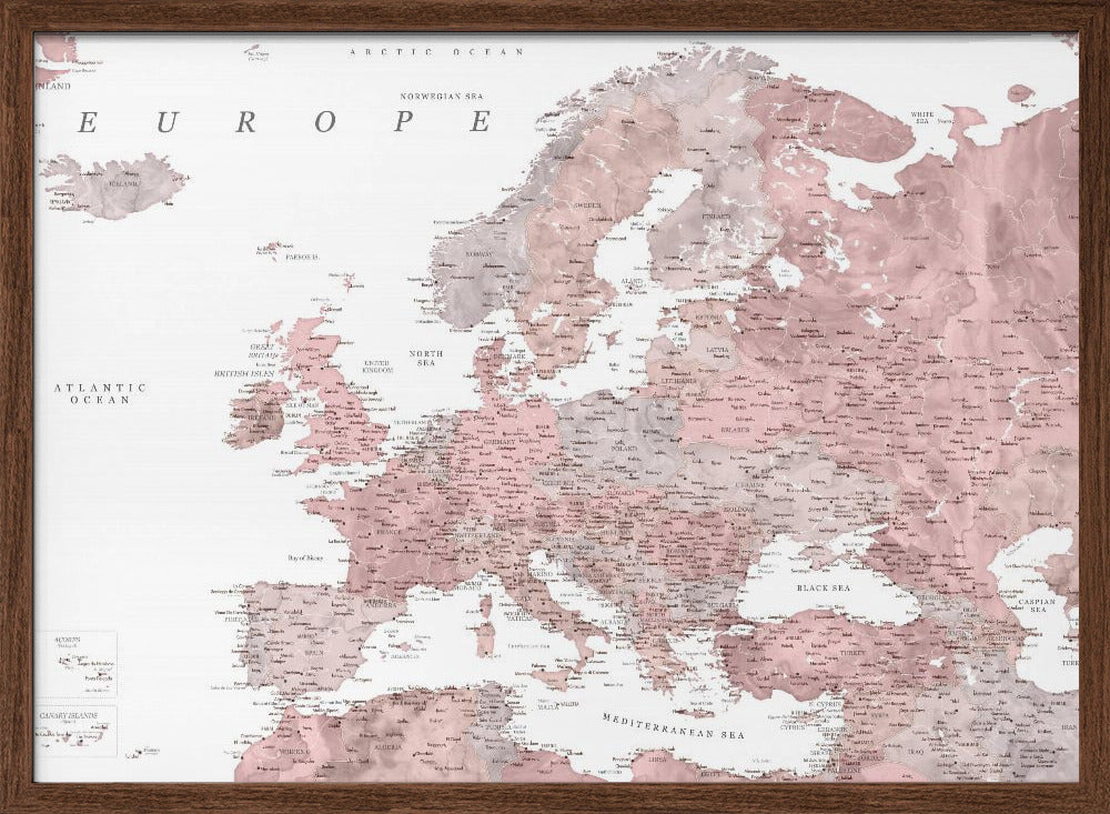 Piper detailed map of Europe Poster