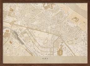 Sepia map of Kiev downtown (pre-war) Poster