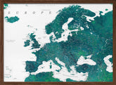 Teal detailed map of Europe Poster