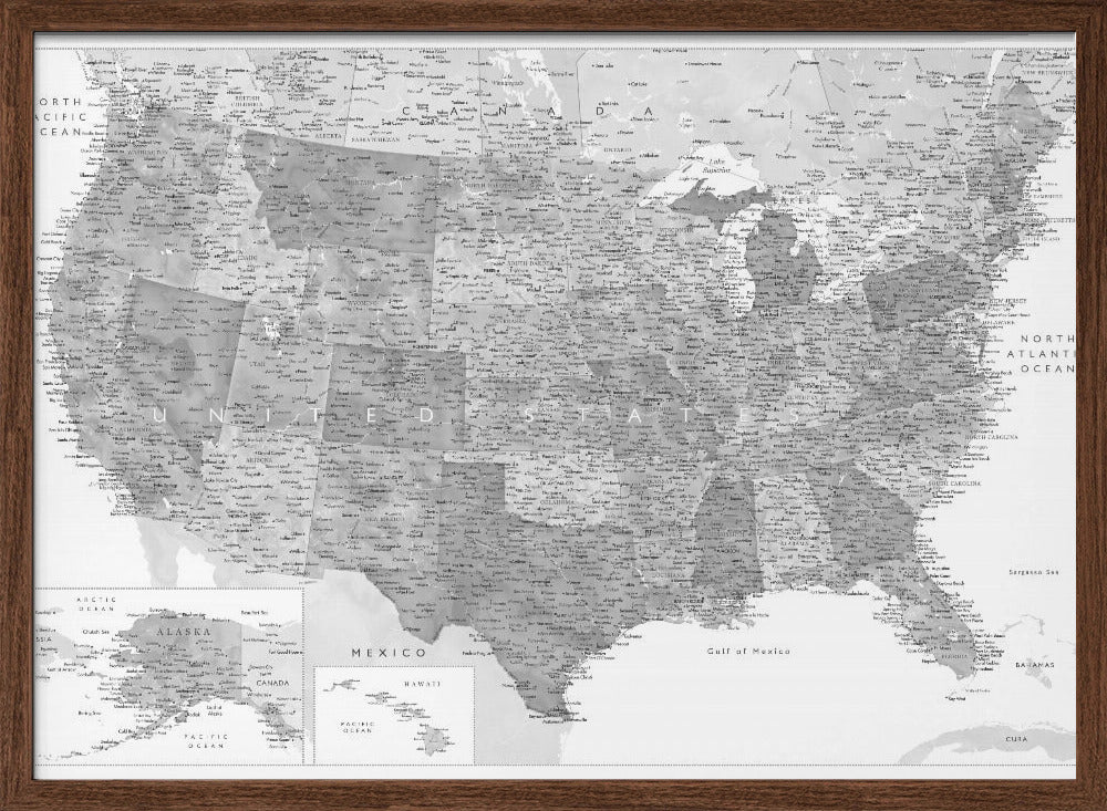 Highly detailed map of the United States Jimmy Poster