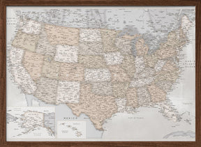 Highly detailed map of the United States, Lucille Poster