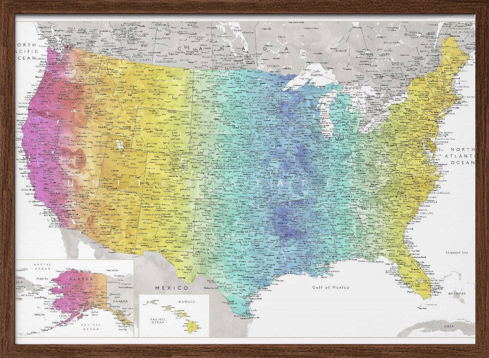 Highly detailed map of the United States, Jude Poster