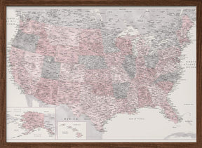 Highly detailed map of the United States, Madelia Poster