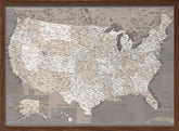 Highly detailed map of the United States, dark taupe Poster