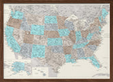 Highly detailed map of the United States, Romy Poster