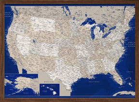 Highly detailed map of the United States, Kameryn Poster